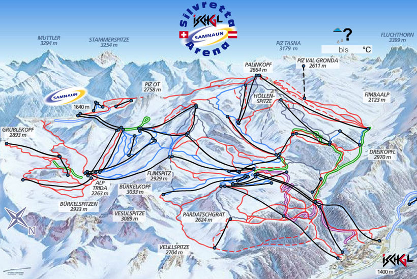 Mappa Impianti E Cartina Delle Piste Skirama Samnaun Samnaun Free