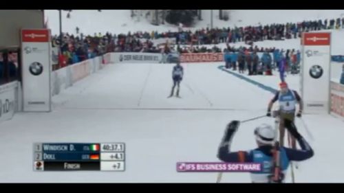 Biathlon world cup 2016 canmore. men's mass-start. finish