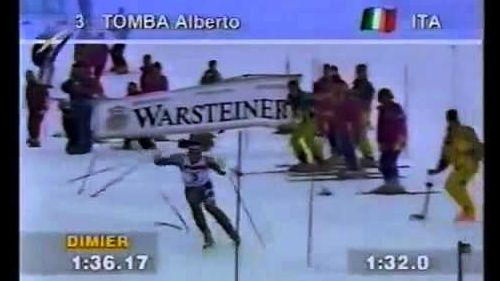 Alberto tomba - vince lo slalom di madonna di campiglio 1995