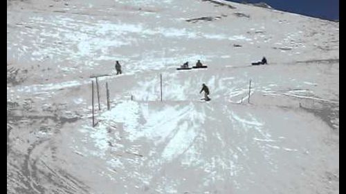 Failed jumping with snowboard swatch fun park tignes val claret 2009 march