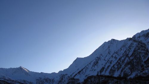 tramonto verso le vette in direzione Francia