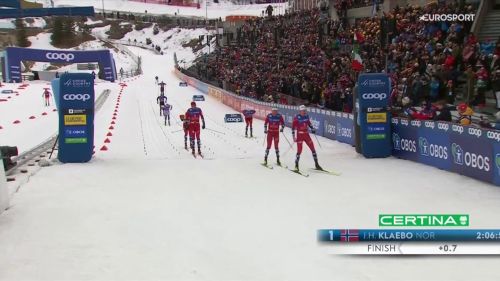 Klaebo è leggenda! trionfa nella 50 km 'di casa', pellegrino super 7°: rivivi l'arrivo