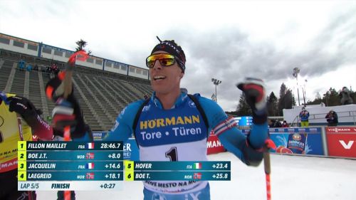 Fillon-maillet bissa la vittoria nella sprint di nove mesto, hofer quinto