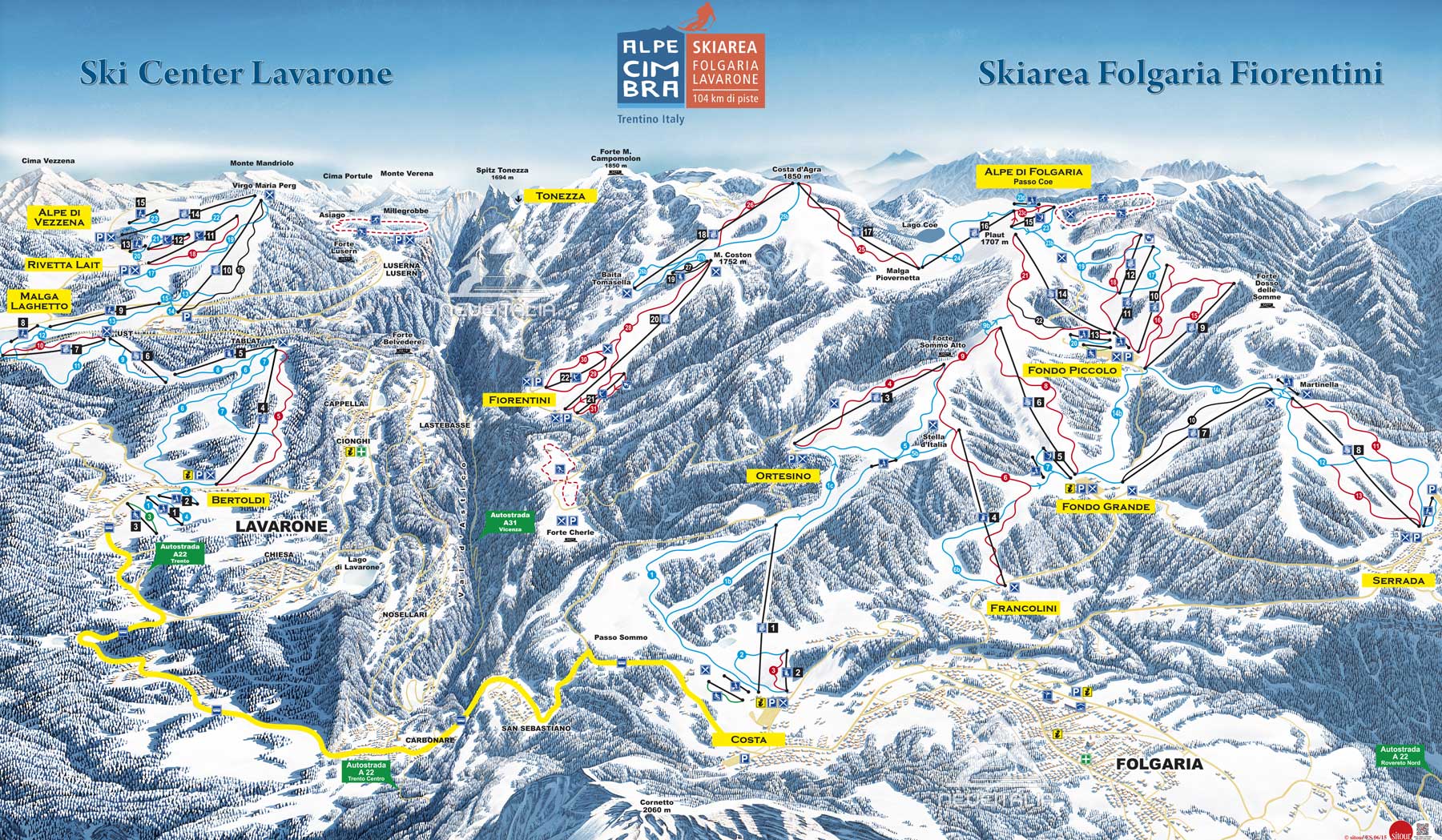 Slopes and Lift Skirama Folgaria Alpe Cimbra Folgaria Lavarone Luserna