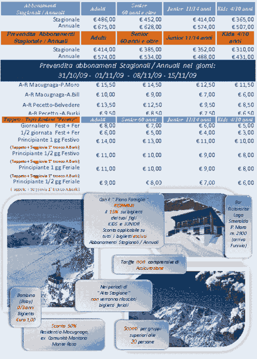 prezzi skipass inverno 2010 macugnaga